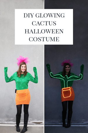 Diy Cactus Halloween Costume With Neon Lights