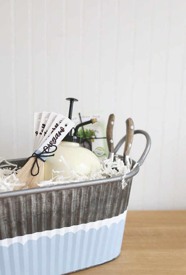 DIY Gardening Gift Basket With Painted Planter and Garden Markers ...