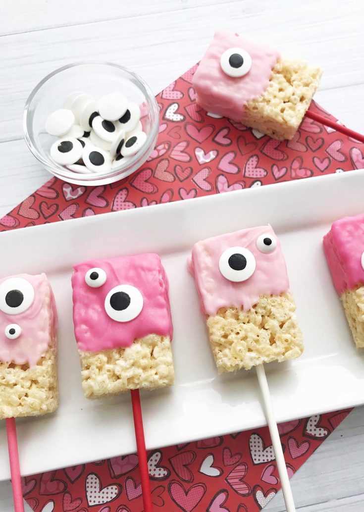 Chocolate Dipped Monster Valentine Rice Krispie Treats Valentines Day 7520